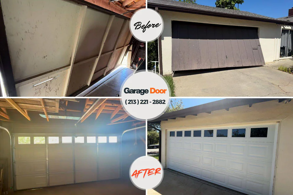 Before and after: garage door repair West Liberty, IA